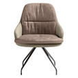 ARMLEHNSTUHL  Beinauswahl, Sitzfläche 360° drehbar, Stoff-/Lederauswahl Velours  Sandfarben, Hellbraun  - Sandfarben/Hellbraun, Design, Textil/Metall (60/86/66cm) - Dieter Knoll