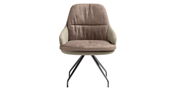 ARMLEHNSTUHL  Beinauswahl, Sitzfläche 360° drehbar, Stoff-/Lederauswahl Velours  Sandfarben, Hellbraun  - Sandfarben/Hellbraun, Design, Textil/Metall (60/86/66cm) - Dieter Knoll