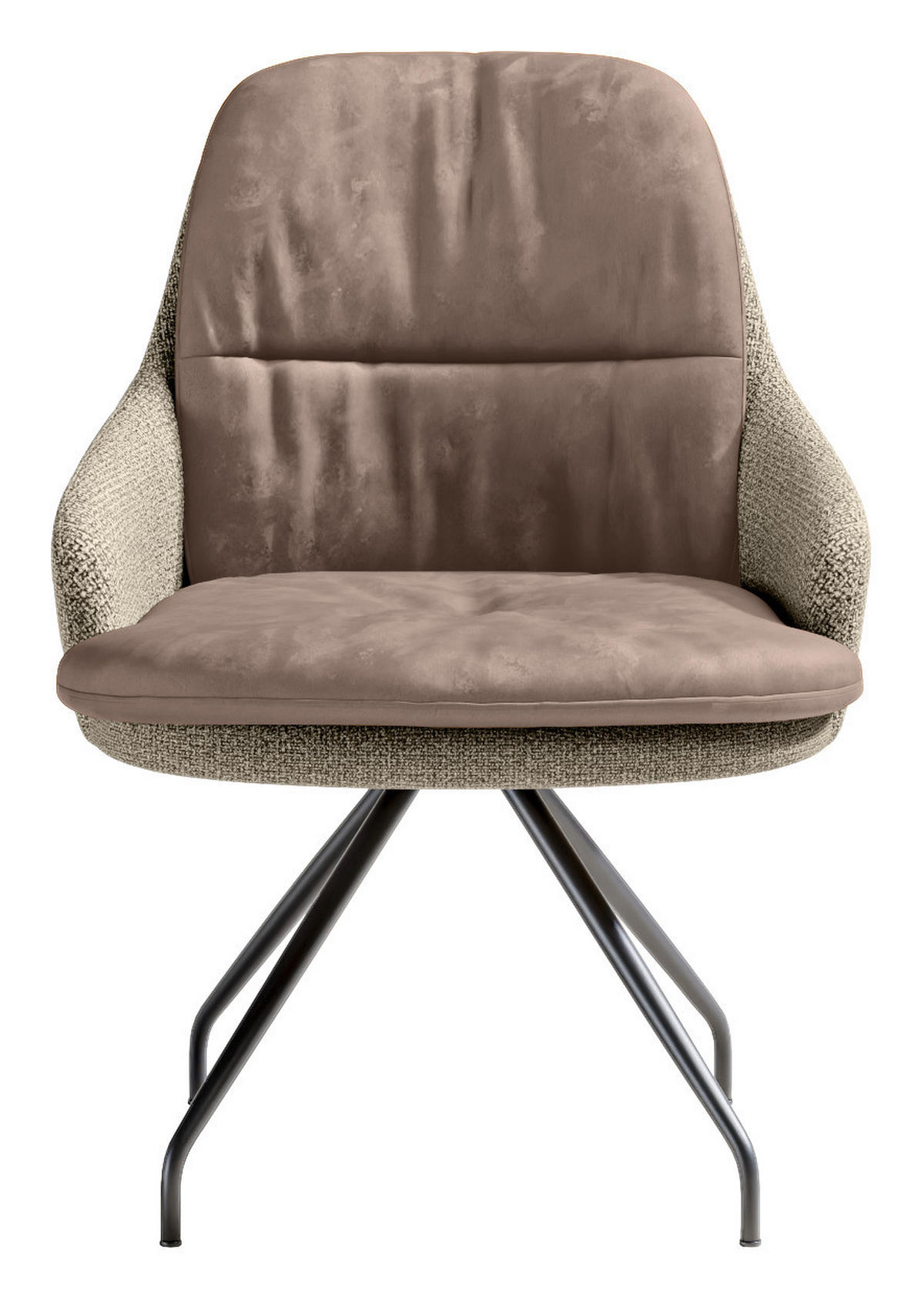 ARMLEHNSTUHL  Beinauswahl, Sitzfläche 360° drehbar, Stoff-/Lederauswahl Velours  Sandfarben, Hellbraun  - Sandfarben/Hellbraun, Design, Textil/Metall (60/86/66cm) - Dieter Knoll