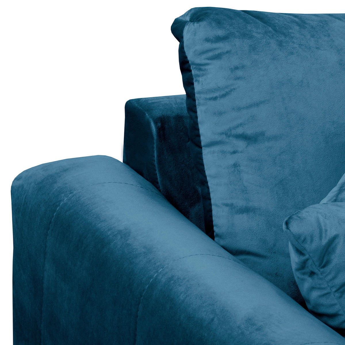 ECKSOFA inkl. Hocker Ariella Blau Samt Rückenkissen, Hocker  - Blau/Naturfarben, Design, Holz/Textil (231/161cm) - Livetastic