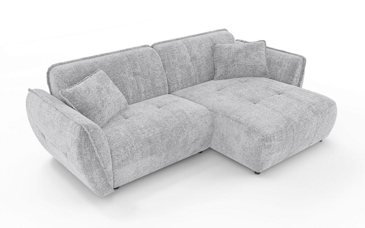 ECKSOFA Nelia Hellgrau Chenille  - Hellgrau/Schwarz, Design, Kunststoff/Textil (252/155cm) - P & B