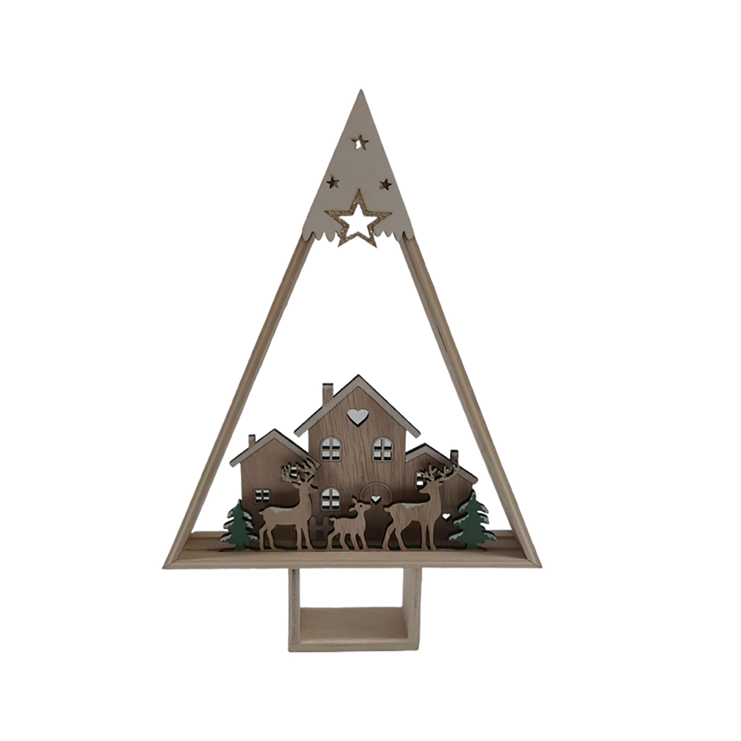 DEKOHÄUSCHEN  - Goldfarben/Naturfarben, LIFESTYLE, Holzwerkstoff (22/34/4cm) - X-Mas