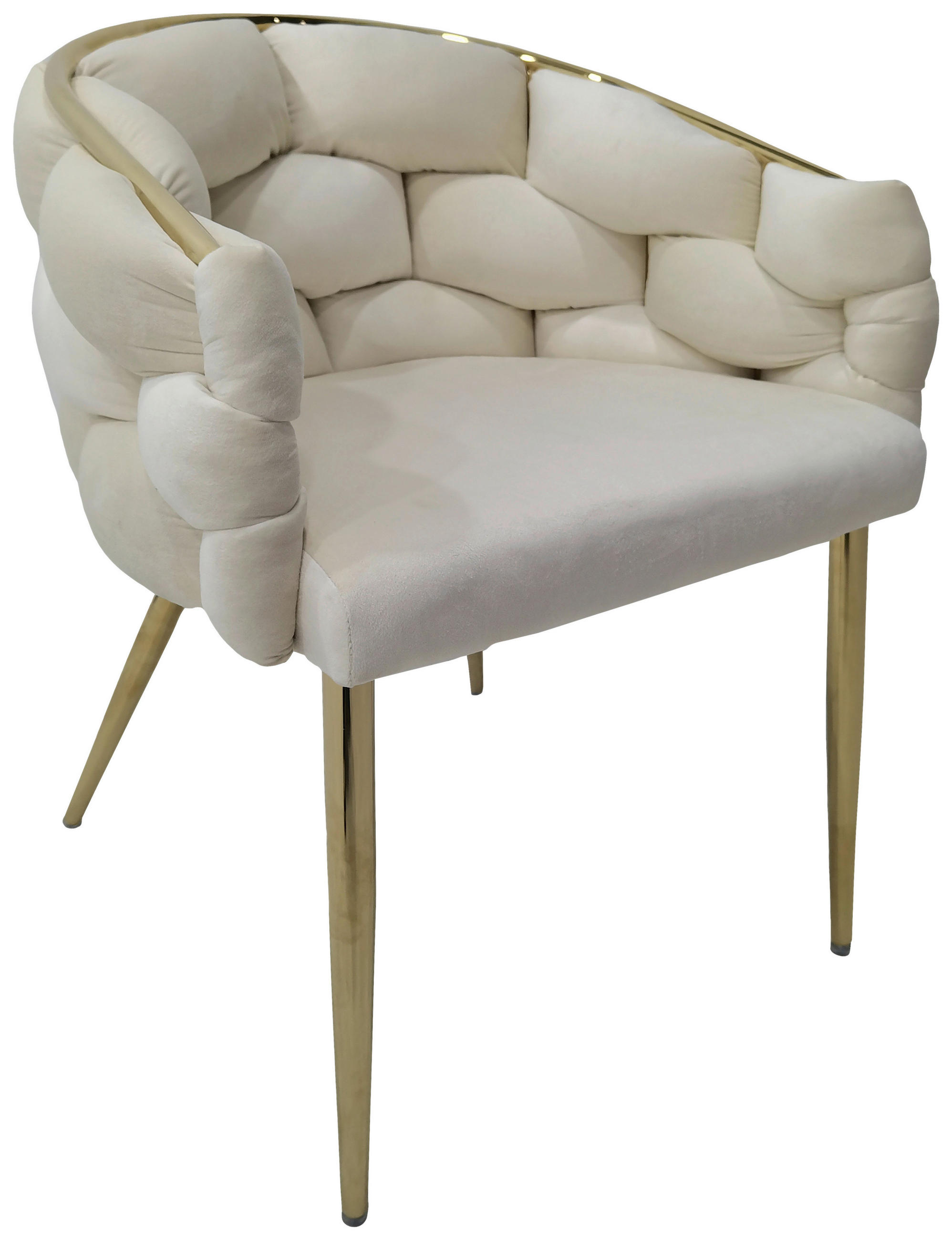 SADA STOLIČIEK S PODRÚČKAMI 2 kus - zlatá/krémová, Modern, kov/textil (65/79/61cm) - MID.YOU
