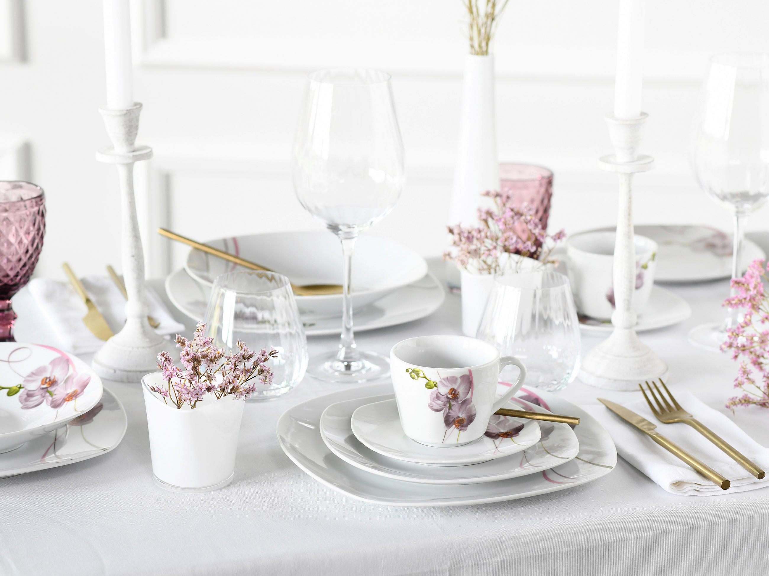 KOMPLETT SERVIS Square Orchidee 30 delar  - multicolor, Trend, keramik - Creatable