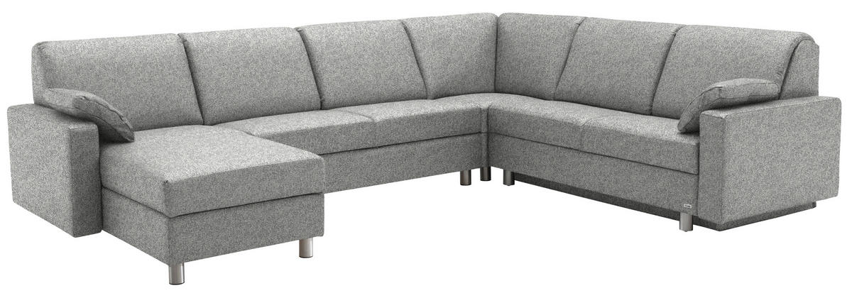 WOHNLANDSCHAFT  in Mikrovelours Naturfarben  - Anthrazit/Alufarben, KONVENTIONELL, Textil (158/323/237cm) - Sedda