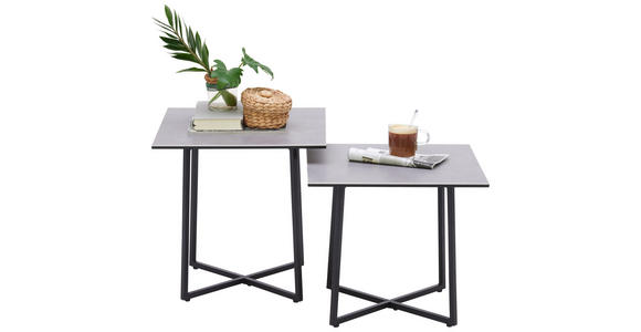 COUCHTISCHSET in Glas, Keramik, Metall 45/45/45/45/45/40 cm - Hellgrau/Schwarz, Design, Glas/Keramik (45/45/45/45/45/40cm) - Hom`in