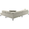 ECKSOFA Naturfarben Cord Rücken echt, Kopfteilverstellung, Sitzvorzug  - Schwarz/Naturfarben, KONVENTIONELL, Textil/Metall (311/219cm) - Hom`in