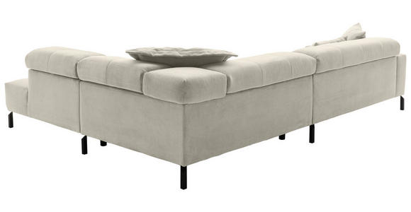 ECKSOFA Naturfarben Cord Rücken echt, Kopfteilverstellung, Sitzvorzug  - Schwarz/Naturfarben, KONVENTIONELL, Textil/Metall (311/219cm) - Hom`in