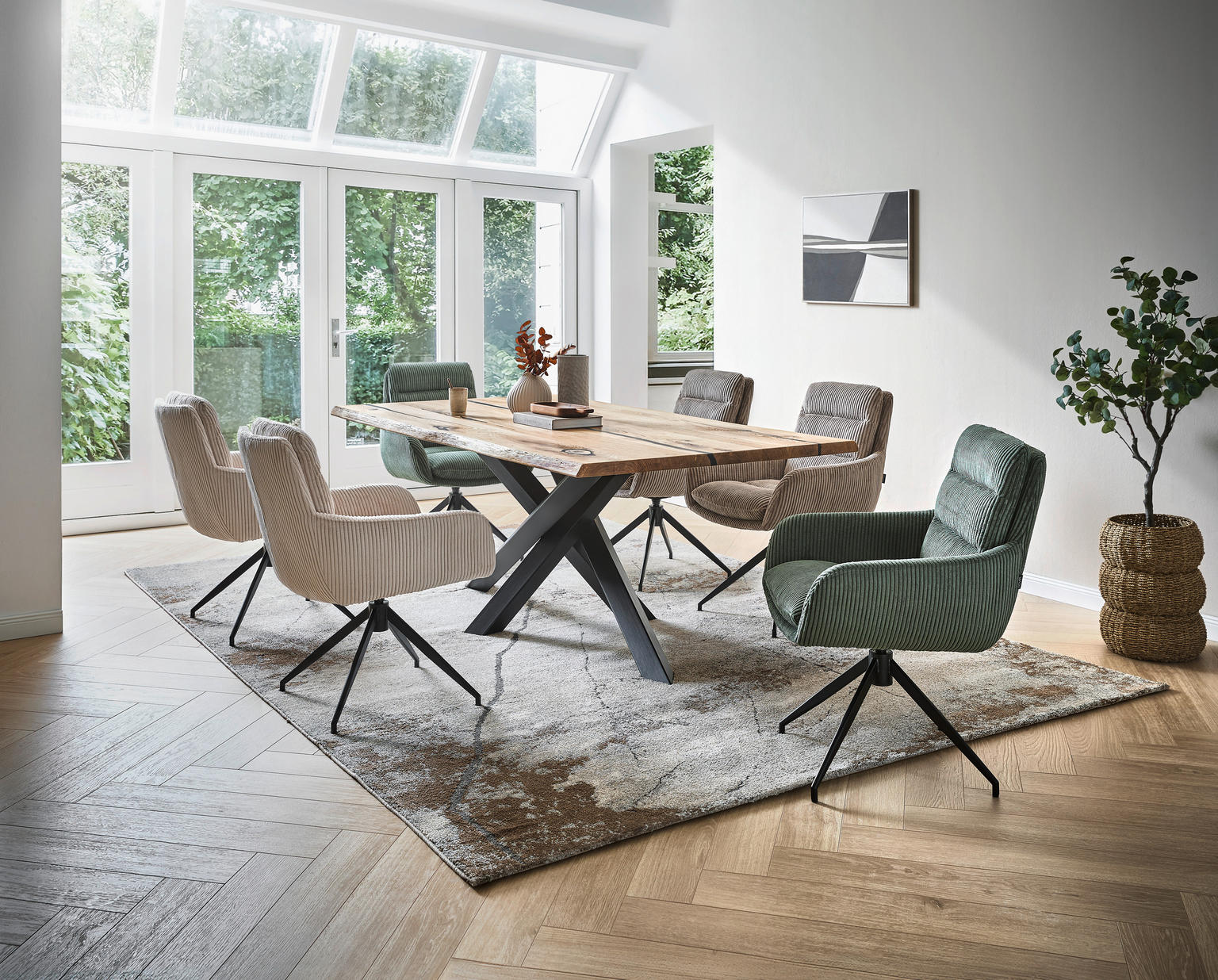 ESSTISCH in Holz, Metall 240/100/76 cm Wildeiche - Einrichtungsbeispiel