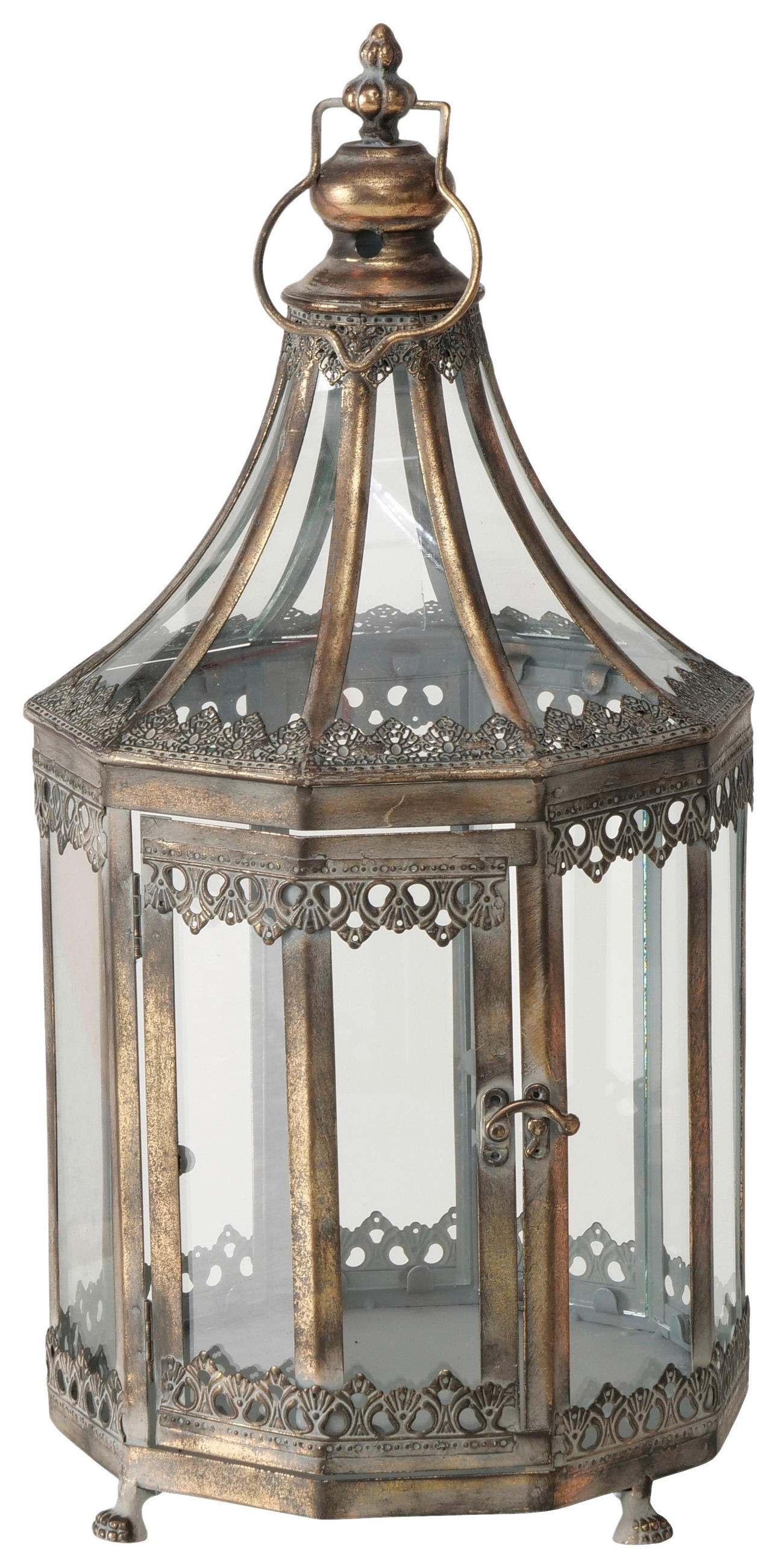 LATERNE - Goldfarben, Trend, Metall (26,5/25/54cm) - Ambia Home