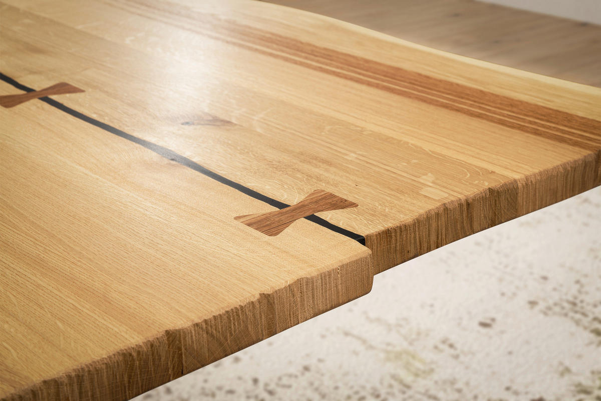 ESSTISCH in Holz, Metall 250/100/76 cm  - Eichefarben/Schwarz, Design, Holz/Metall (250/100/76cm) - Moderano