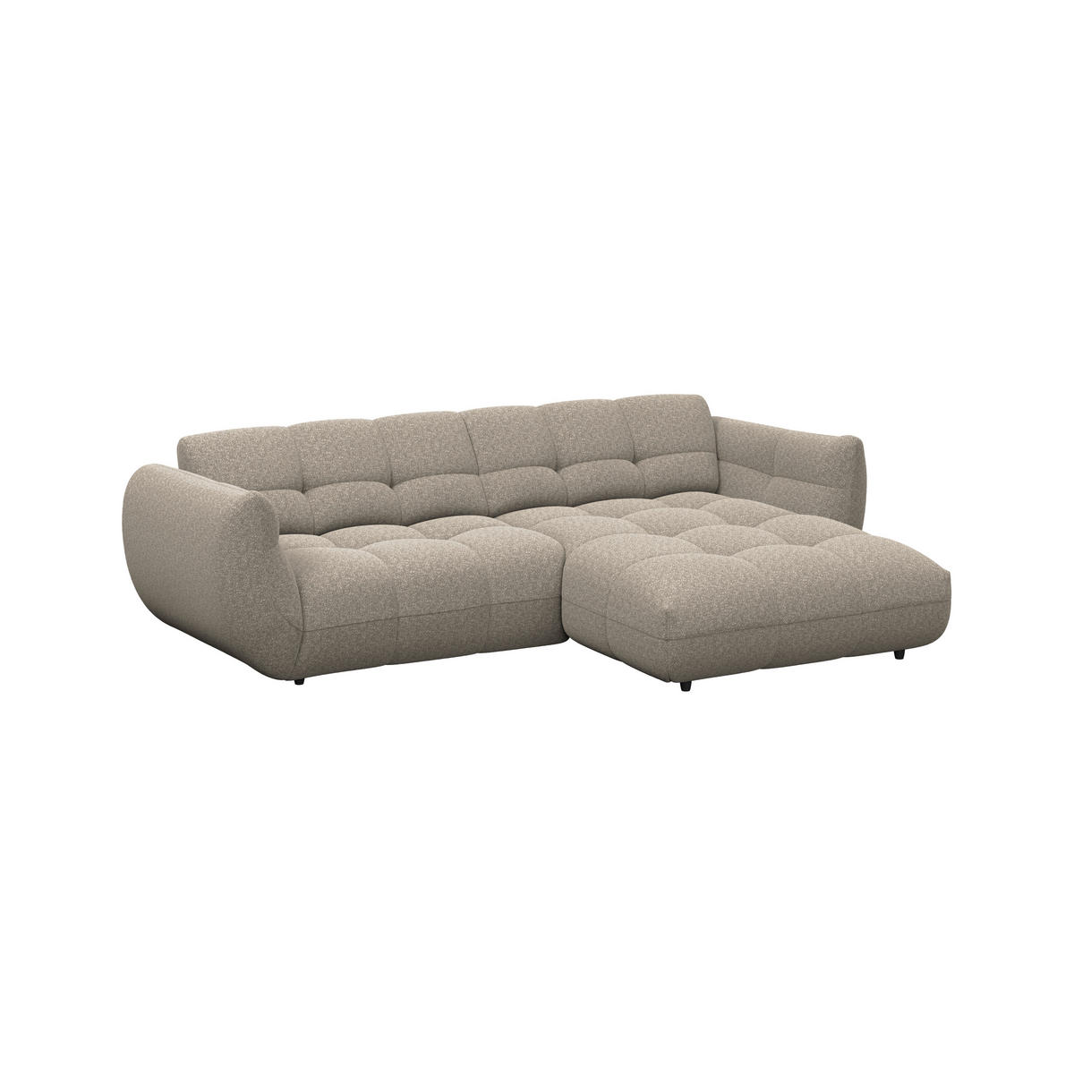 ECKSOFA Chenille Beige  - Beige/Schwarz, Trend, Kunststoff/Textil (280/178cm) - MID.YOU