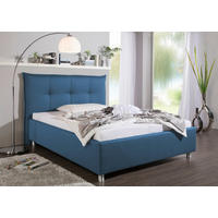 POLSTERBETT 140/200 cm,  in Blau,  - Blau/Alufarben, MODERN, Textil/Metall (140/200cm) - Livetastic