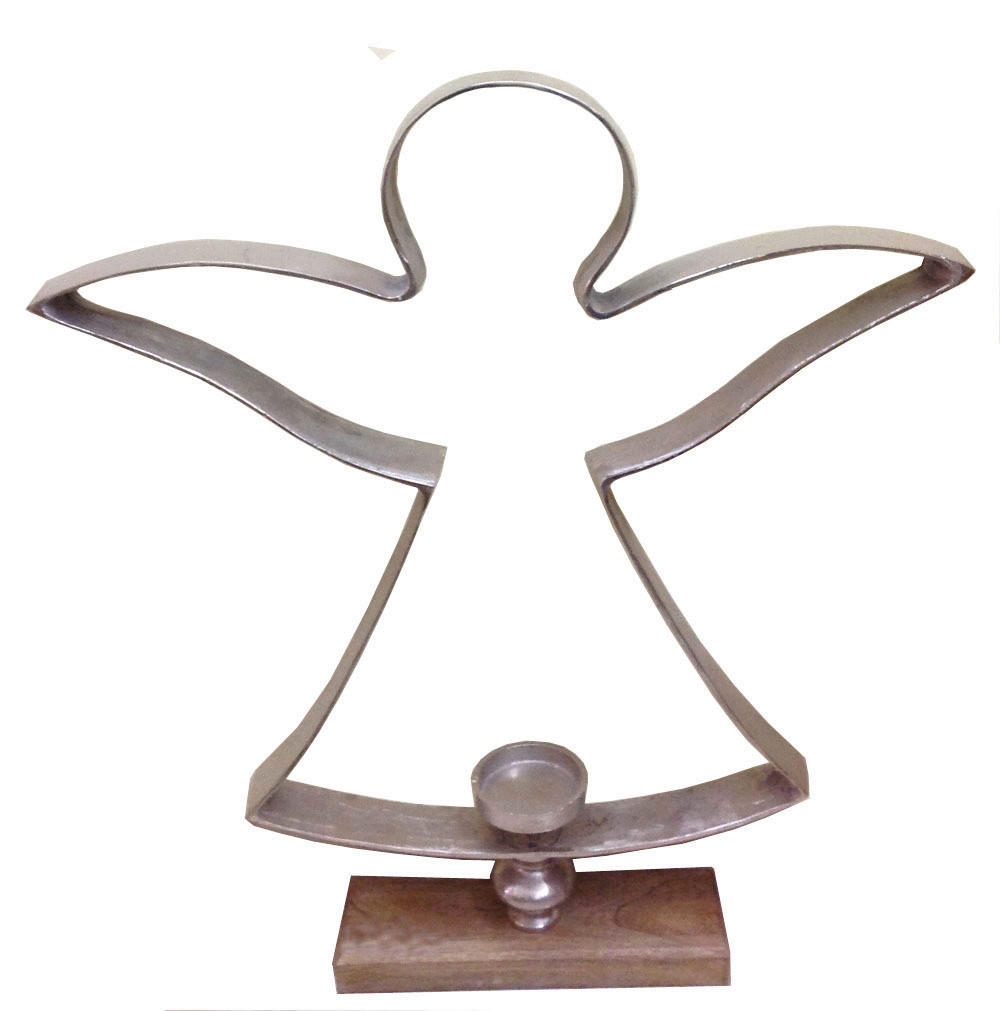 DEKOENGEL  - Silberfarben/Braun, LIFESTYLE, Holz/Metall (69/76/11,5cm) - X-Mas
