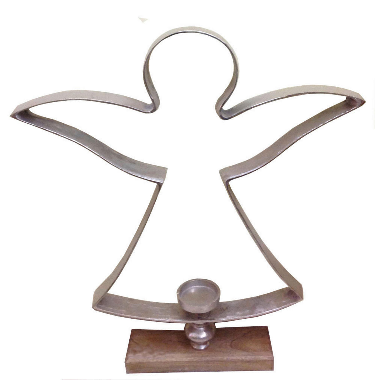 DEKOENGEL  - Silberfarben/Braun, LIFESTYLE, Holz/Metall (69/76/11,5cm) - X-Mas
