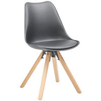 STUHL Lederlook Schwarz Eiche massiv  - Schwarz/Naturfarben, LIFESTYLE, Holz/Kunststoff (48,5/84/55cm) - P & B