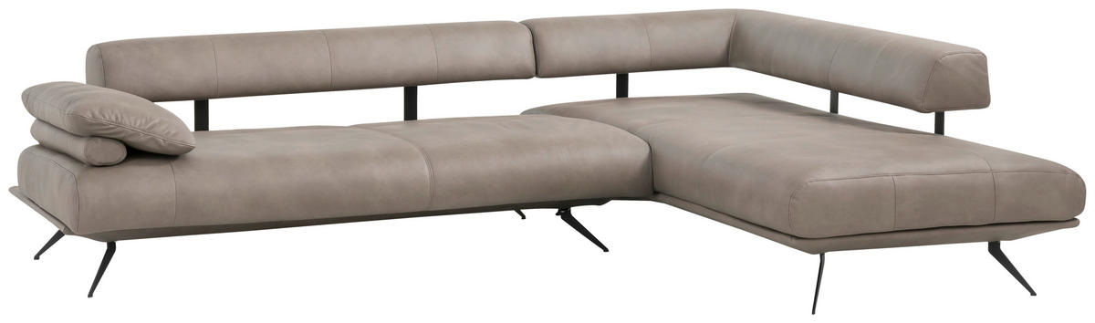 ECKSOFA in Echtleder Grau  305/231 cm  - Schwarz/Grau, Design, Leder/Metall (305/231cm) - Dieter Knoll
