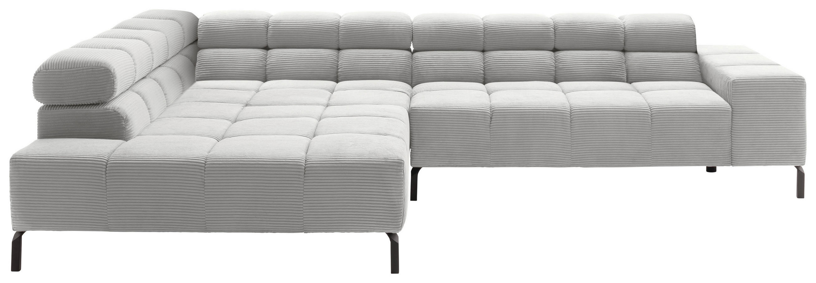 ECKSOFA in Cord Grau  - Schwarz/Grau, Design, Textil/Metall (216/321cm) - Hom`in