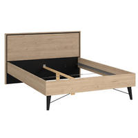 SÄNGRAM 140/200 cm  i  svart, ekfärgad  - svart/ekfärgad, Basics, trämaterial (140/200cm) - Best Price