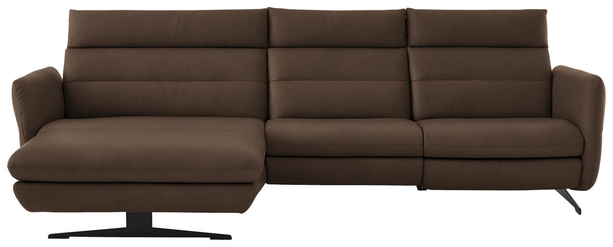 ECKSOFA in Echtleder Braun  - Schwarz/Braun, Design, Leder/Metall (169/298cm) - Dieter Knoll