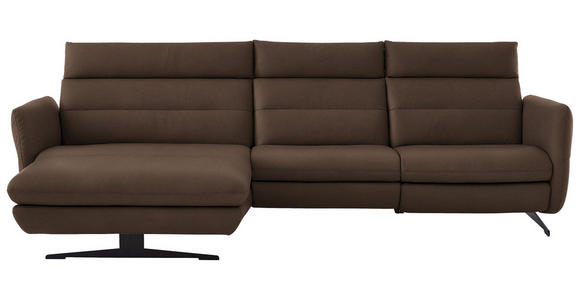 ECKSOFA  in Echtleder Braun  169/298 cm  - Schwarz/Braun, Design, Leder/Metall (169/298cm) - Dieter Knoll
