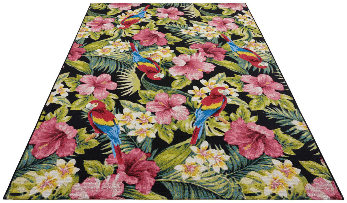 OUTDOORTEPPICH 80/165 cm Flair Multicolor, Schwarz  - Multicolor/Schwarz, Design, Kunststoff (80/165cm) - Hanse Home