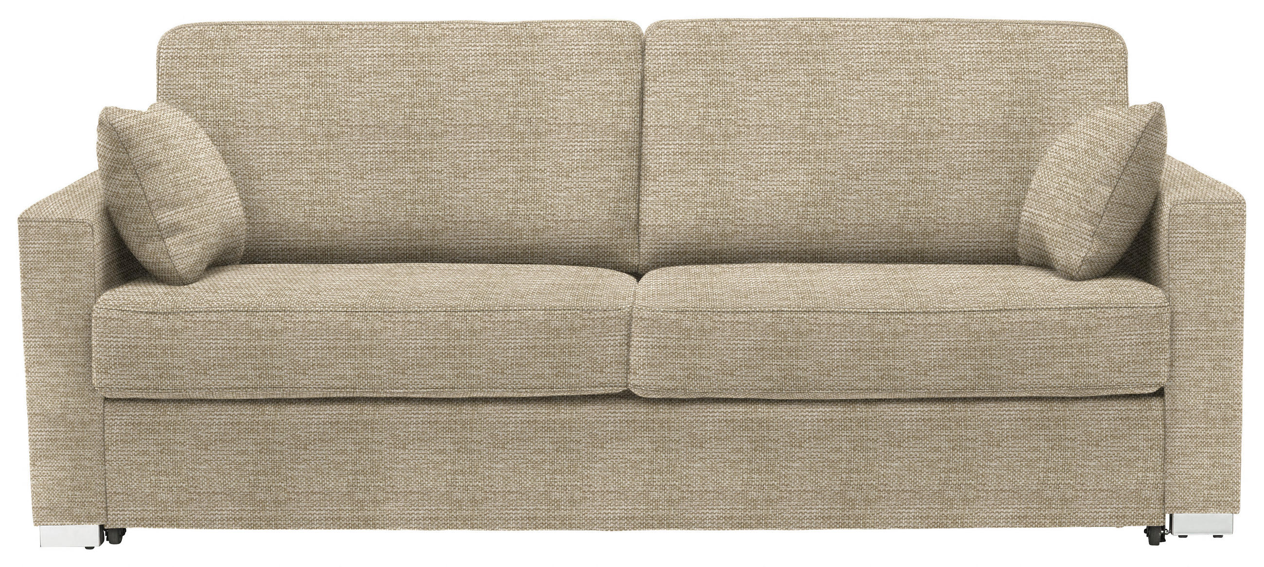 SCHLAFSOFA Webstoff Beige  - Chromfarben/Beige, KONVENTIONELL, Textil/Metall (208/86/97cm) - Novel