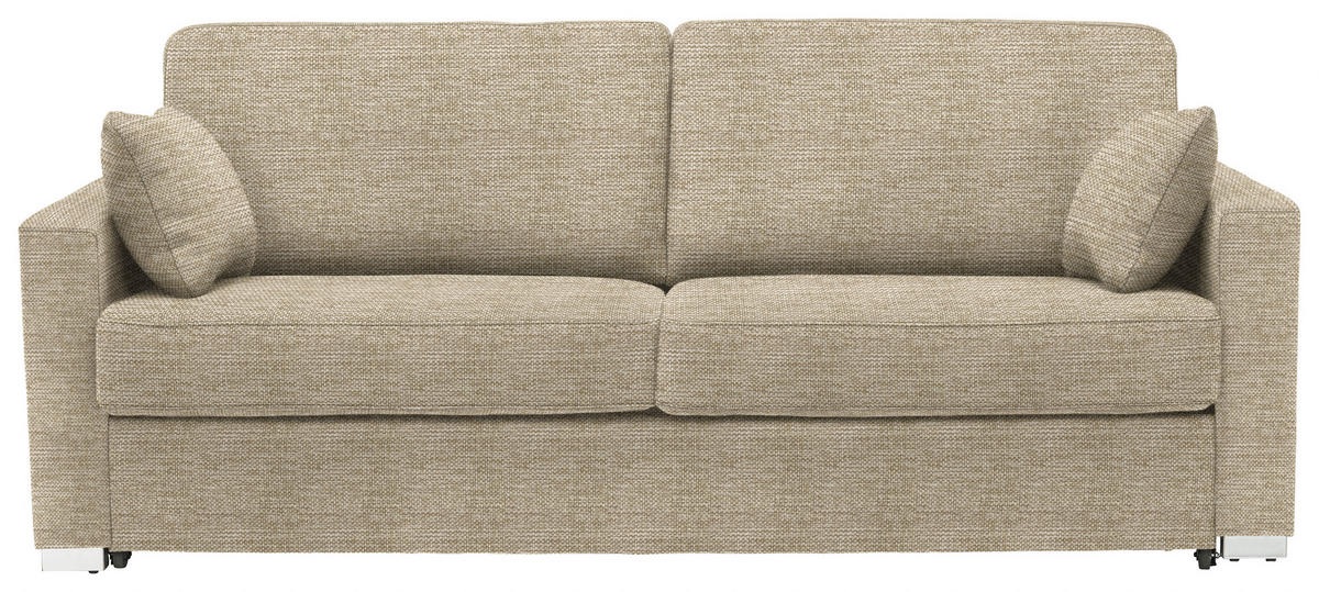 SCHLAFSOFA in Textil Beige  - Chromfarben/Beige, Konventionell, Textil/Metall (208/86/97cm) - Novel