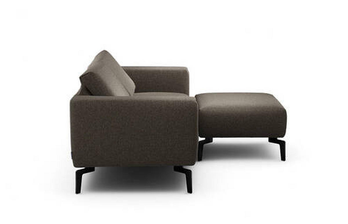 Zweisitzer inkl. Hocker in Chenille Braun  - Schwarz/Braun, Design, Textil/Metall (180/86/86-94cm) - SENSOO