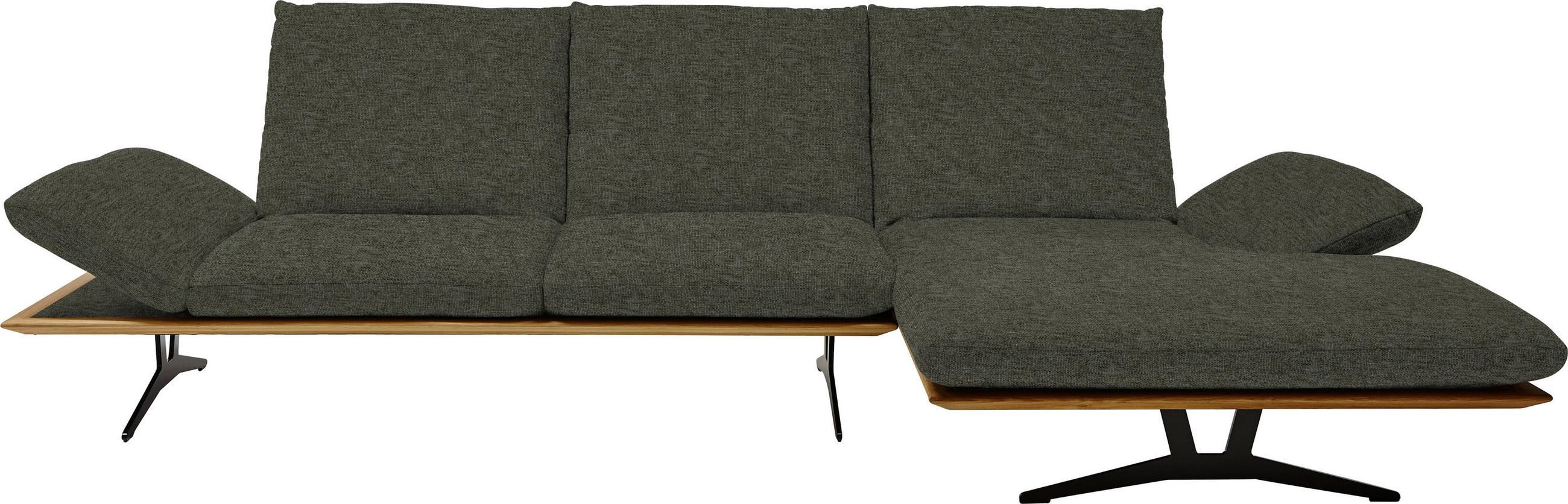 ECKSOFA Flachgewebe Graubraun  - Graubraun/Schwarz, Design, Holz/Textil (314/159cm) - Dieter Knoll