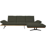 ECKSOFA Formia in Flachgewebe Graubraun  314/159 cm  - Graubraun/Schwarz, Design, Holz/Textil (314/159cm) - Dieter Knoll