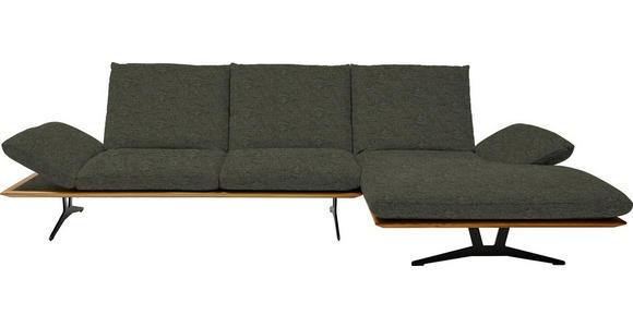 ECKSOFA Formia in Flachgewebe Graubraun  314/159 cm  - Graubraun/Schwarz, Design, Holz/Textil (314/159cm) - Dieter Knoll