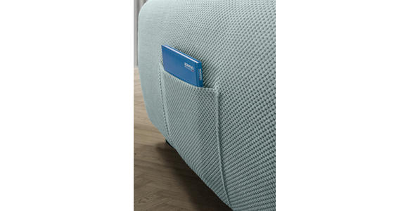 ECKSOFA Mintgrün Plüsch Zierkissen, Rückenkissen, Schlaffunktion, Rücken echt  - Schwarz/Mintgrün, KONVENTIONELL, Kunststoff/Textil (249/175cm) - Carryhome