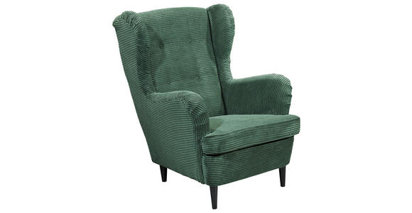 OHRENSESSEL Cord Dunkelgrün  - Dunkelgrün/Schwarz, Basics, Holz/Textil (78/102/98cm) - Carryhome