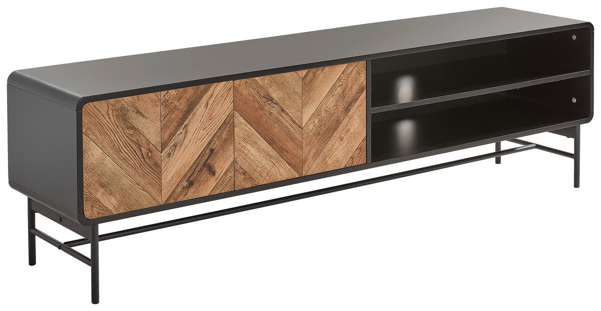 TV-BÄNK 180/52/40 cm  - svart/ekfärgad, Modern, metall/trämaterial (180/52/40cm) - MID.YOU