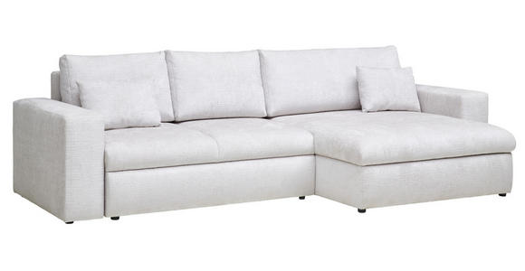 ECKSOFA Creme Chenille  - Creme/Schwarz, KONVENTIONELL, Kunststoff/Textil (292/150cm) - Hom`in