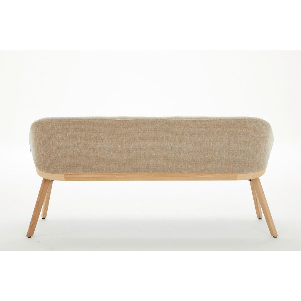 Thumbnail - Linea Natura Sitzbank Lissoni, Beige, Holz, Textil, Eiche, massiv, 3-Sitzer, 211x83x59 cm, mit Rückenlehne, in verschied...