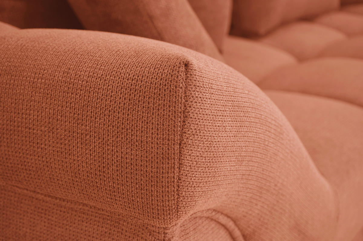 ECKSOFA in Flachgewebe, Mikrofaser Cognac  - Chromfarben/Cognac, Design, Kunststoff/Textil (312/198cm) - Livetastic