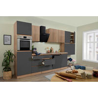 KÜCHENBLOCK 380 cm   Grau, Eichefarben  - Eichefarben/Grau, Basics, Holzwerkstoff (380cm) - Respekta