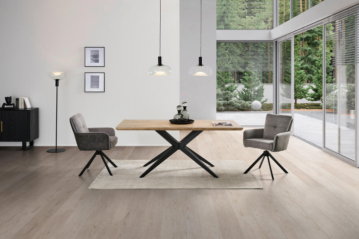 ESSTISCH rechteckig Sonoma Eiche  - Schwarz/Sonoma Eiche, LIFESTYLE, Holzwerkstoff/Metall (180/90/76cm) - MID.YOU