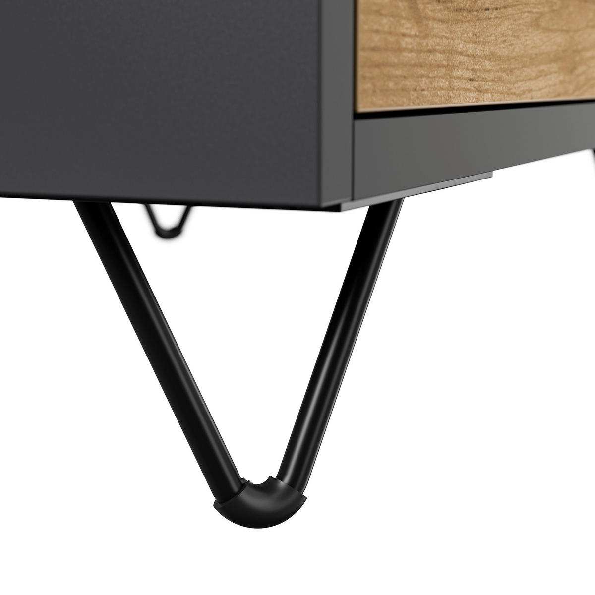 NACHTTISCH 61,2/65/42 cm  - Eichefarben/Graphitfarben, Basics, Holzwerkstoff/Metall (61,2/65/42cm) - MID.YOU