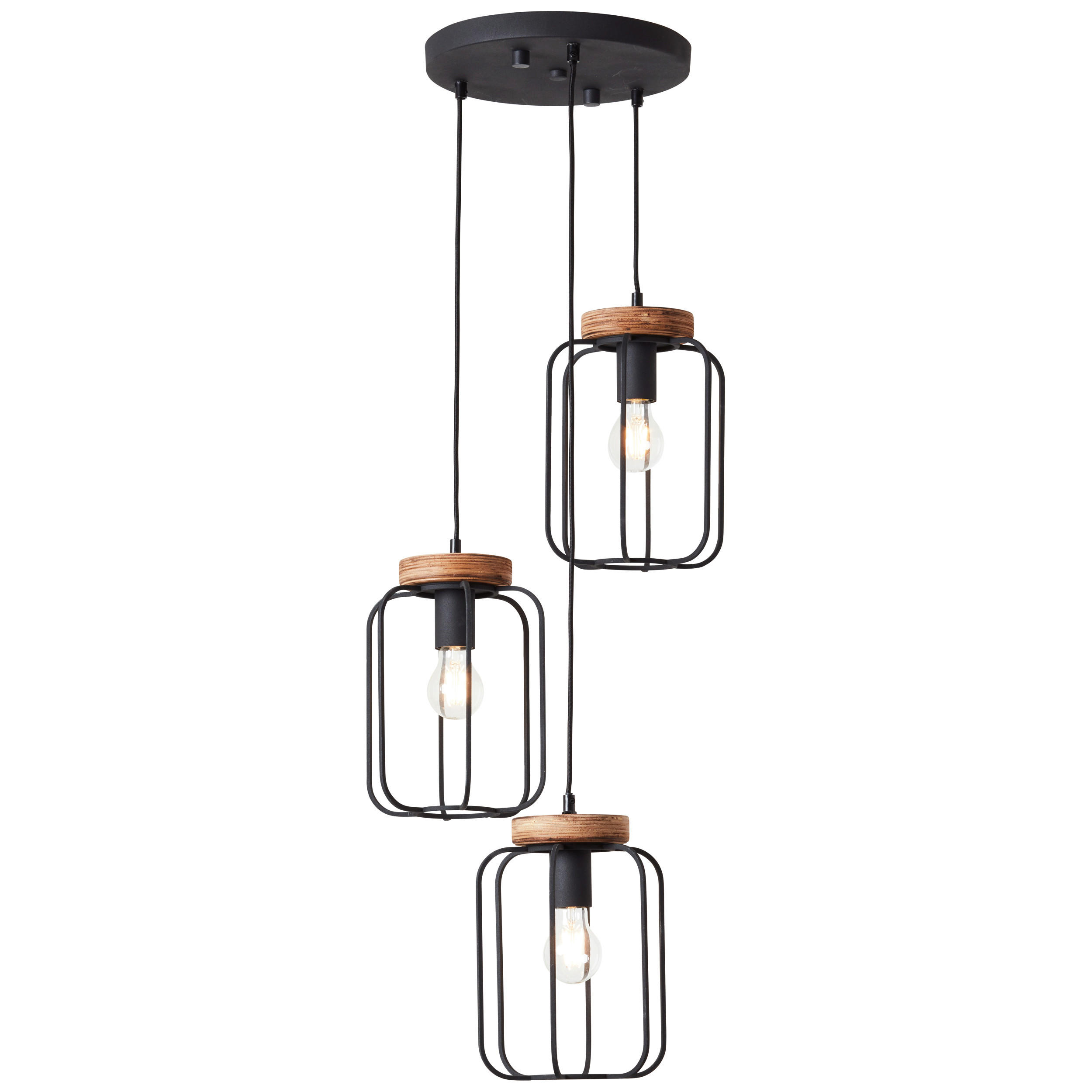 HÄNGELEUCHTE 42/165 cm    - Schwarz/Braun, Design, Holz/Metall (42/165cm) - Brilliant