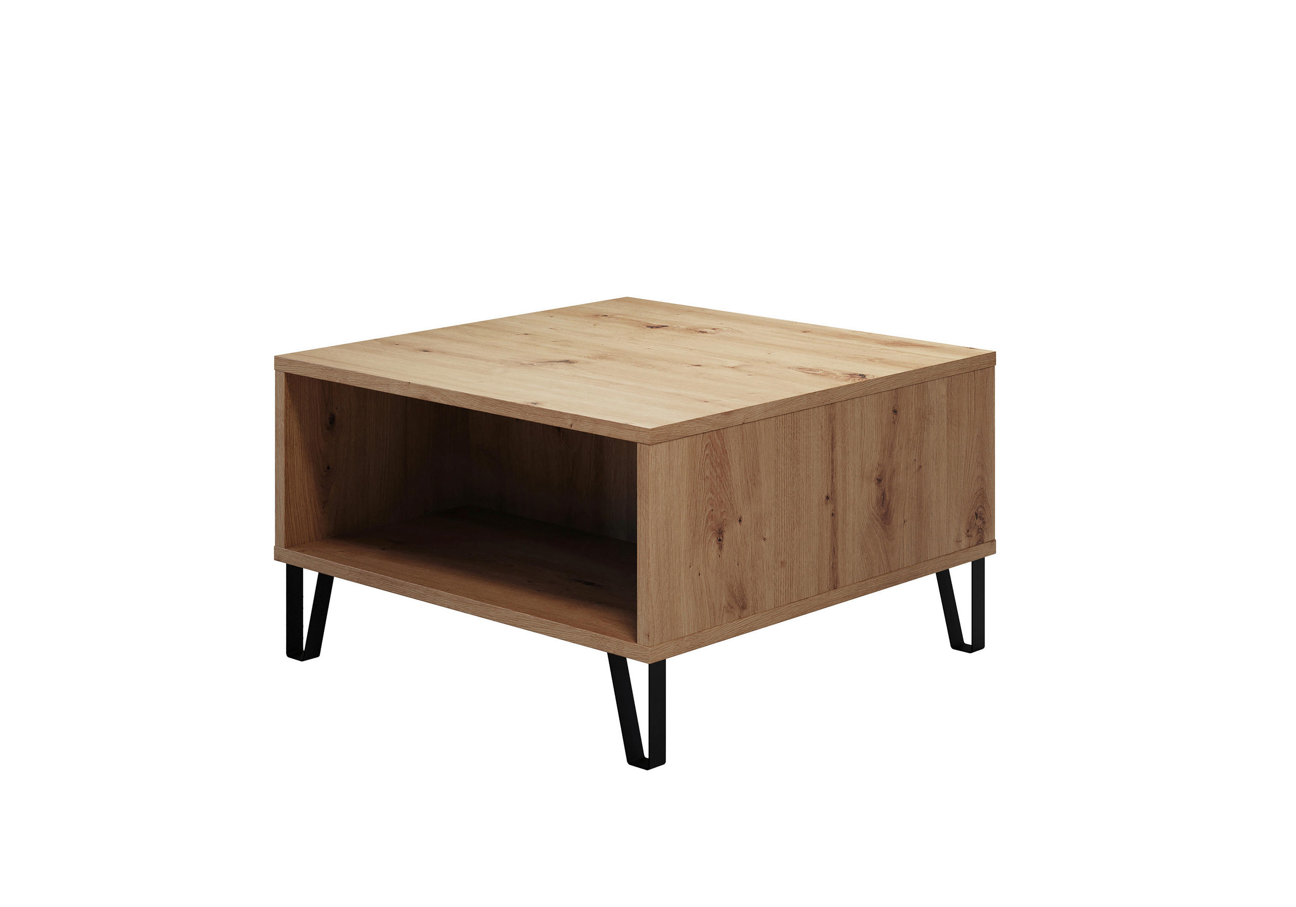 COUCHTISCH 60/60/37 cm TOUCH quadratisch Eiche Artisan  - Schwarz/Eiche Artisan, Design, Holzwerkstoff/Metall (60/60/37cm) - MID.YOU