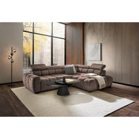 ECKSOFA inkl. Funktionen Braun Webstoff  - Schwarz/Braun, MODERN, Kunststoff/Textil (297/205cm) - Welnova