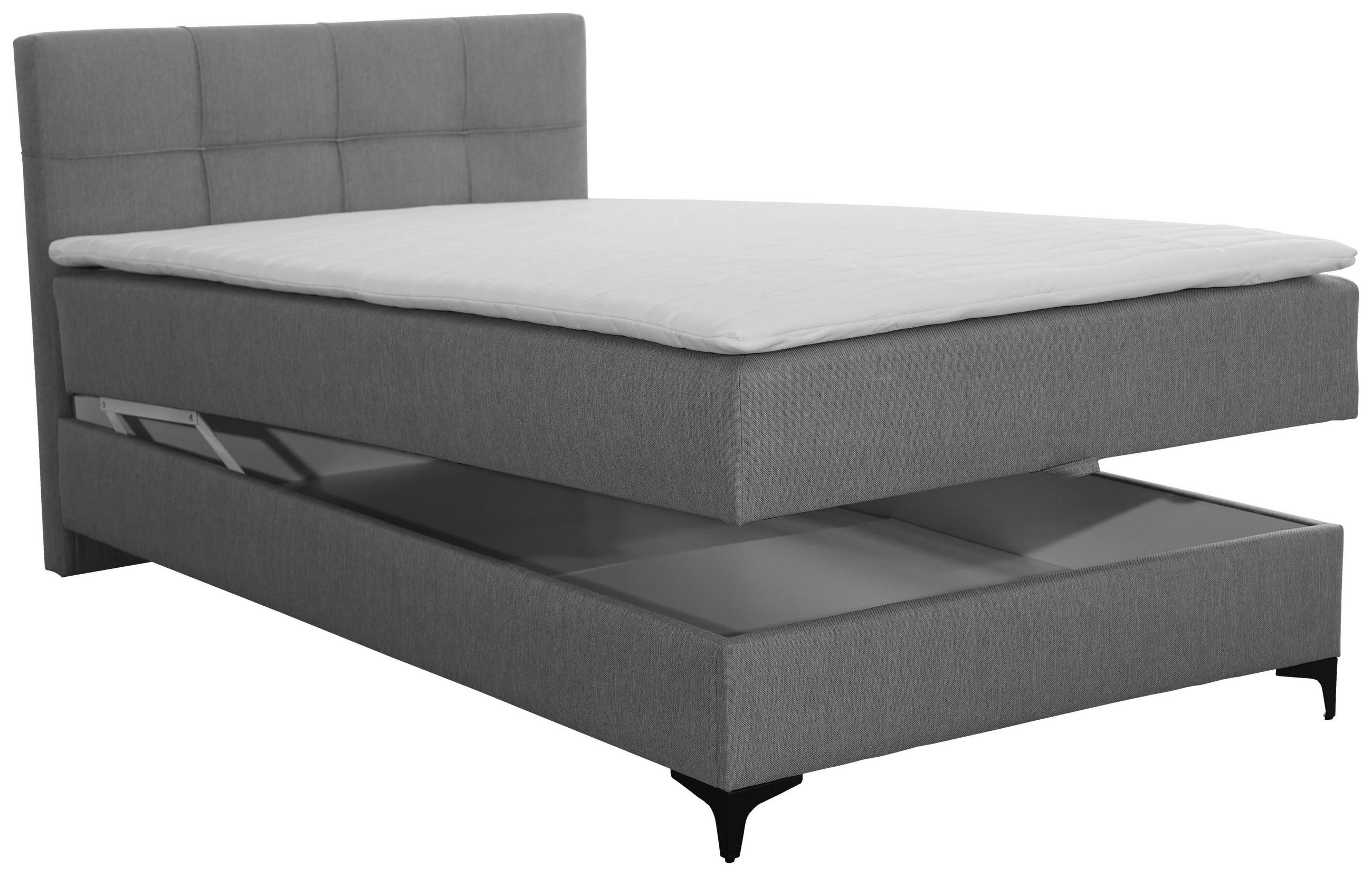 POLSTERBETT Bettkasten, Topper 100/200 cm  in Grau  - Schwarz/Grau, MODERN, Textil/Metall (100/200cm) - MID.YOU