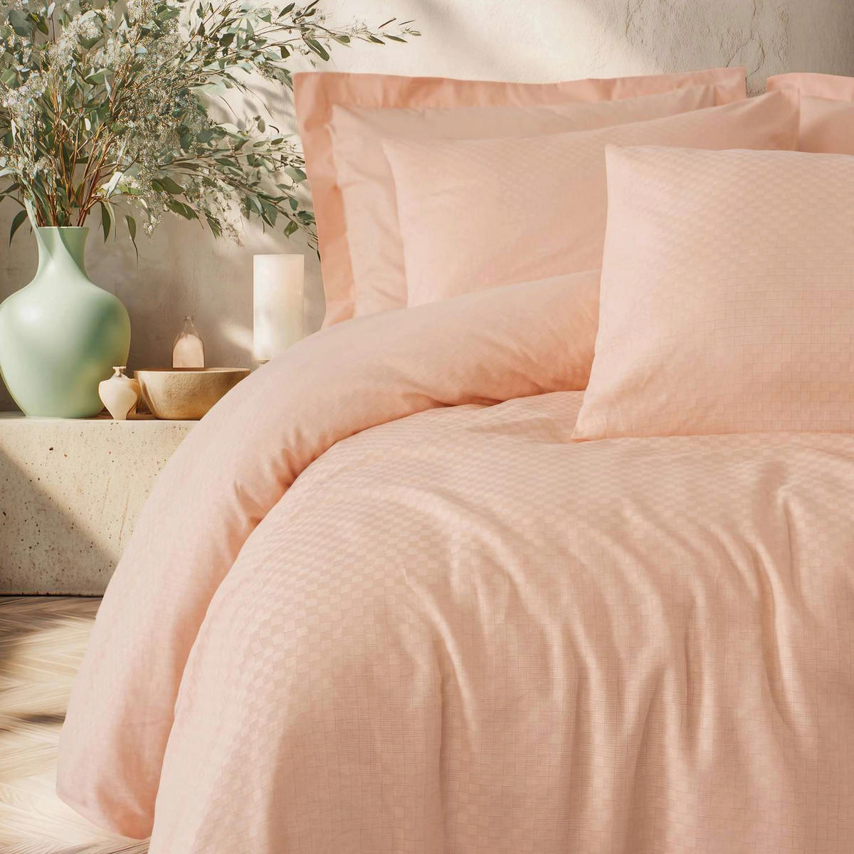 BETTWÄSCHE 135/200 cm  - Lachsfarben, Basics, Textil (135/200cm)