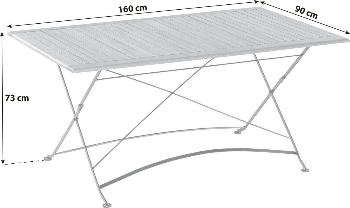 GARTENKLAPPTISCH 160/90/73 cm Holz, Metall rechteckig  - Graphitfarben/Naturfarben, KONVENTIONELL, Holz/Metall (160/90/73cm) - Gardenson