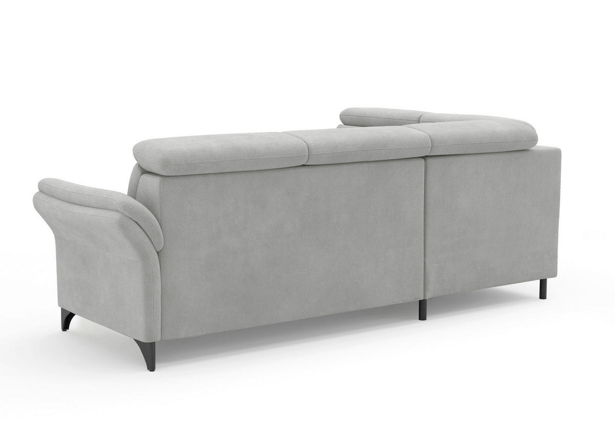 ECKSOFA Flachgewebe Silberfarben  - Silberfarben/Schwarz, Konventionell, Textil/Metall (193/247cm) - Sit & More