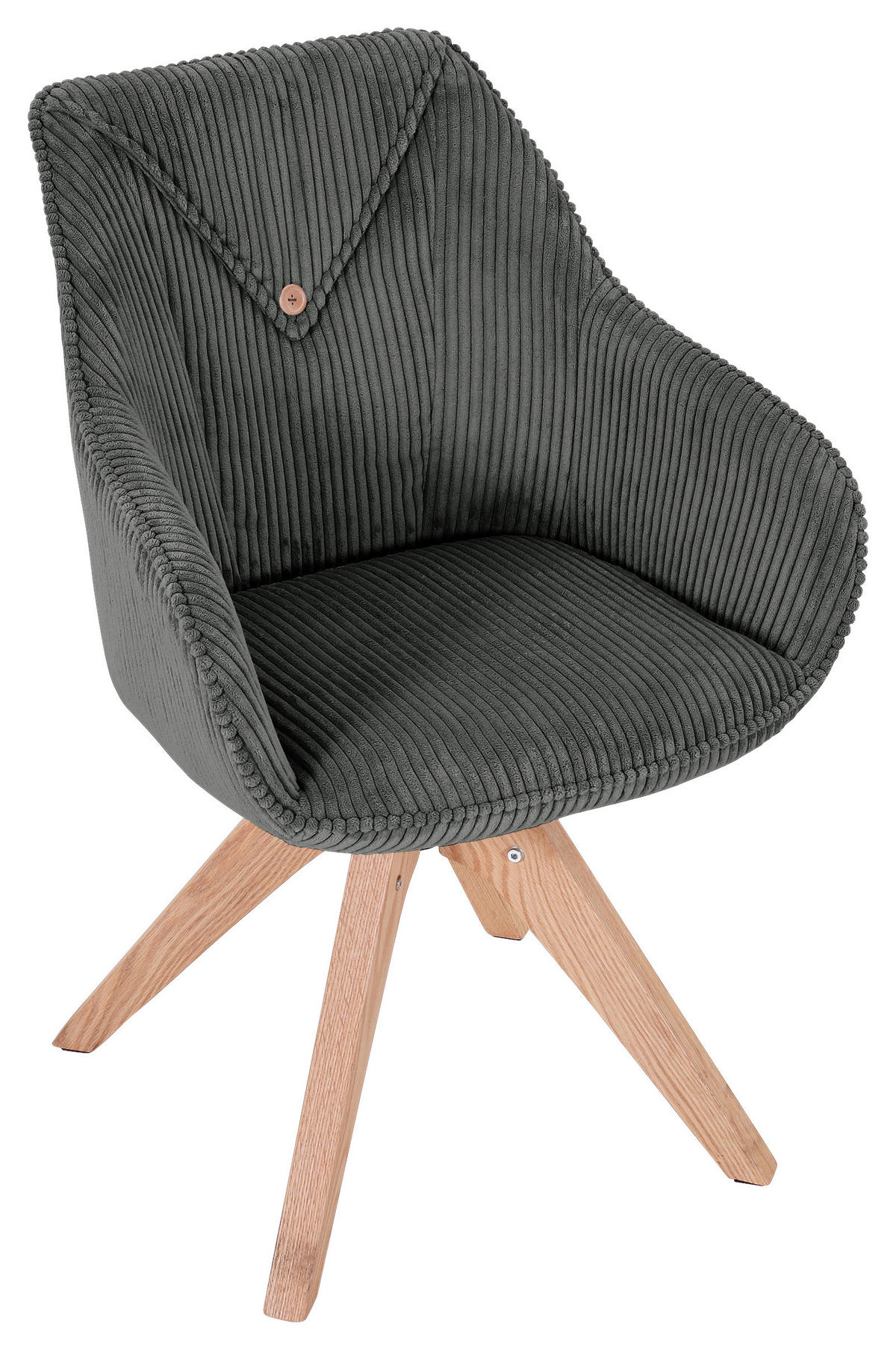 ARMLEHNSTUHL  Stoffauswahl, Sitzfläche 360° drehbar Cord  Dunkelgrau  - Dunkelgrau/Naturfarben, KONVENTIONELL, Holz/Textil (60/83/65cm) - Landscape