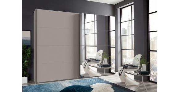 SCHWEBETÜRENSCHRANK 270/208/65 cm 2-türig Graphitfarben, Sahara - Schwarz/Graphitfarben, Design, Glas/Holzwerkstoff (270/208/65cm) - Carryhome
